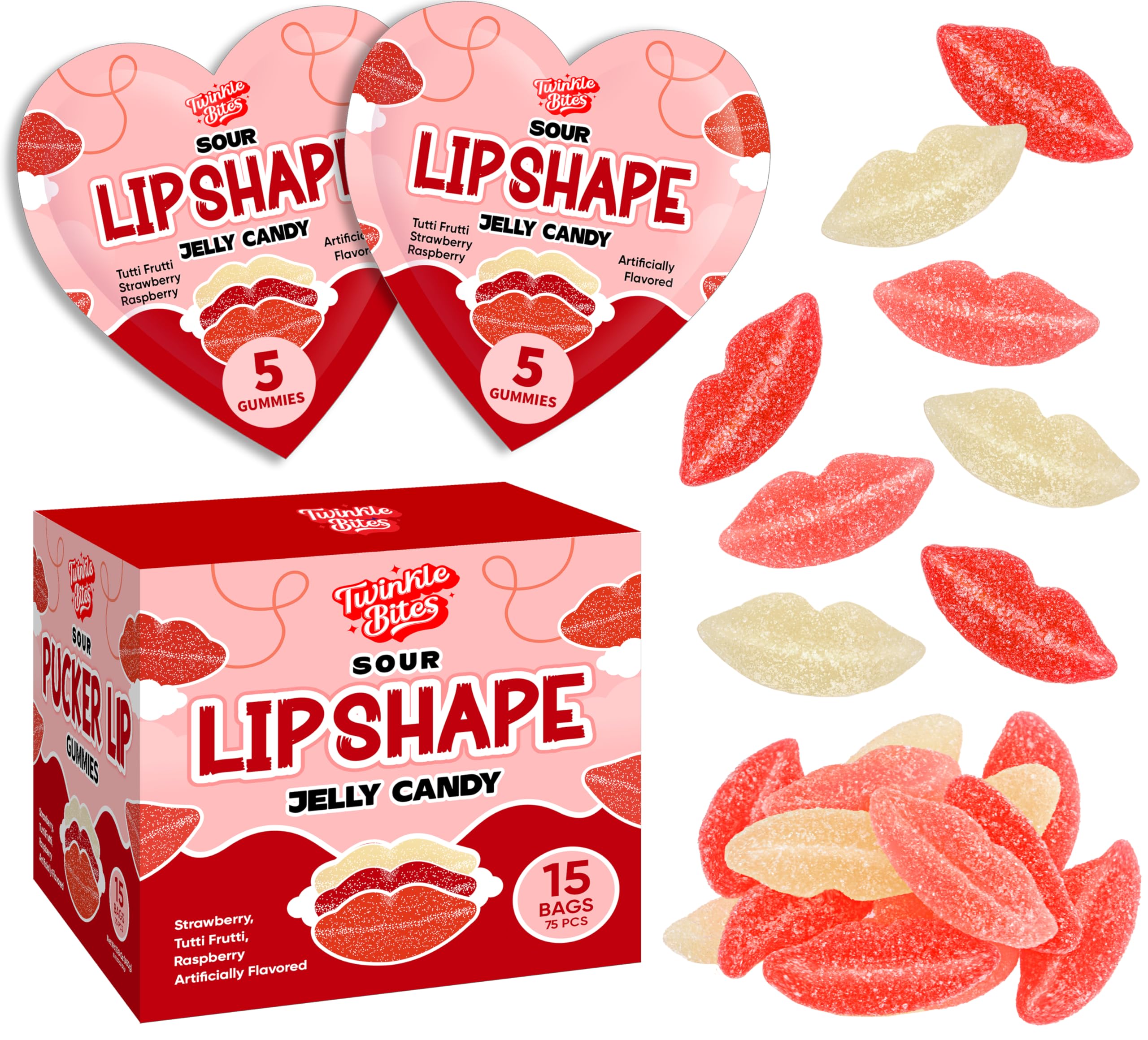Amazon.com : 75 Pcs - 15 Packs of 5 Valentine's Day Sour Pucker